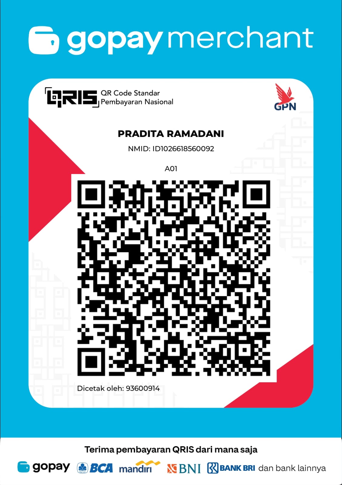 QRIS Pembayaran GoPay Merchant - Pradita Ramadani